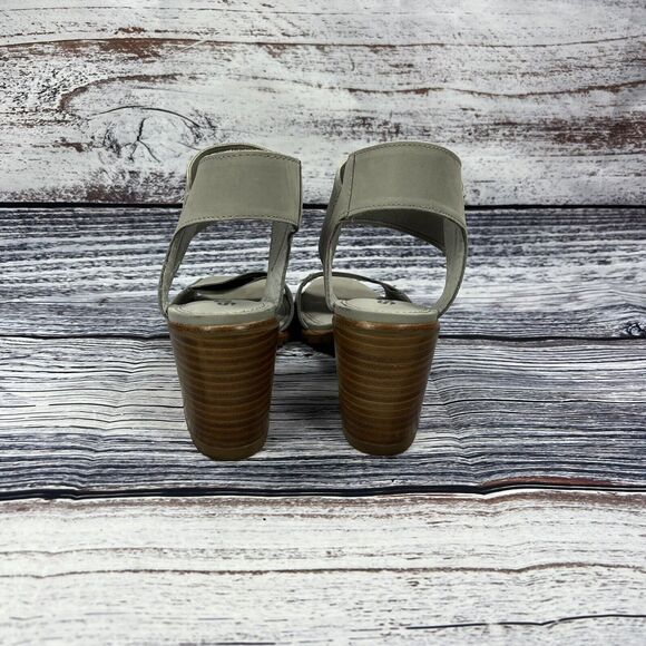 Sorel Nadia Heeled Sandals Elastic Ankle Strap Dove Gray Leather Shoes Women’s 9 - Picture 4 of 8